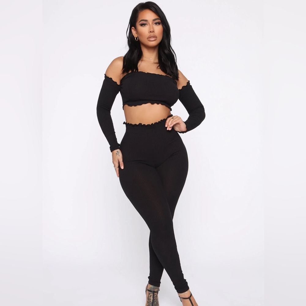Cute Long-sleeve Black 2 piece Set